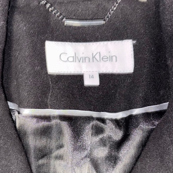 Calvin Klein Women's Black Faux-Fur Belted Trench Coat Size 14 - Picture 4 of 7